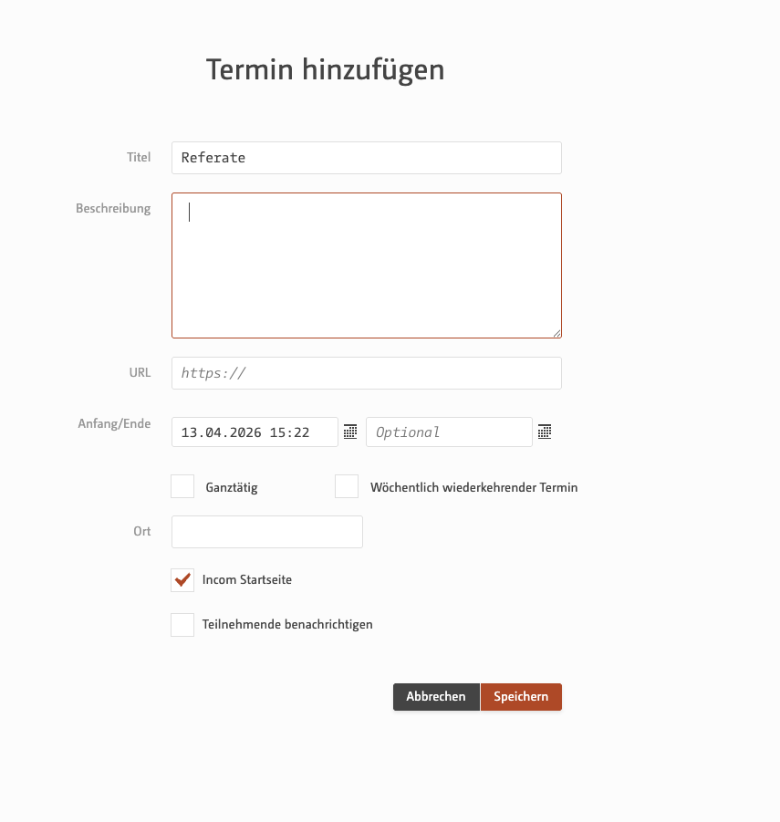 Termine bearbeiten