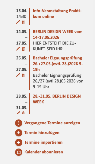 Termine im Workspace
