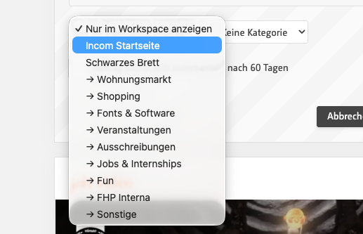 an andere Stellen posten