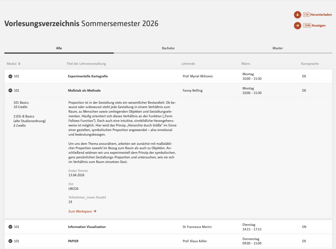 Vorlesungsverzeichnis