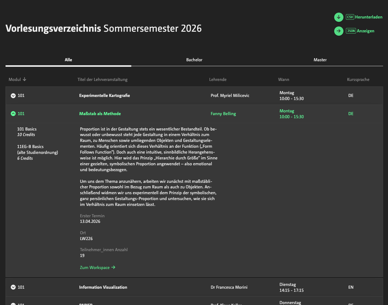 Vorlesungsverzeichnis