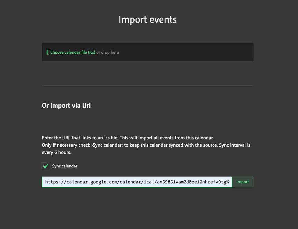 Import events
