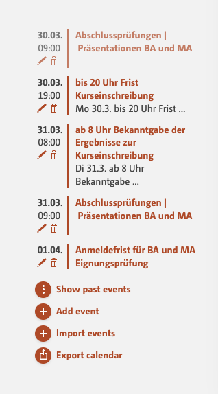 Events in the Workspace