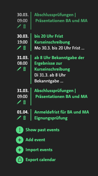Events in the Workspace