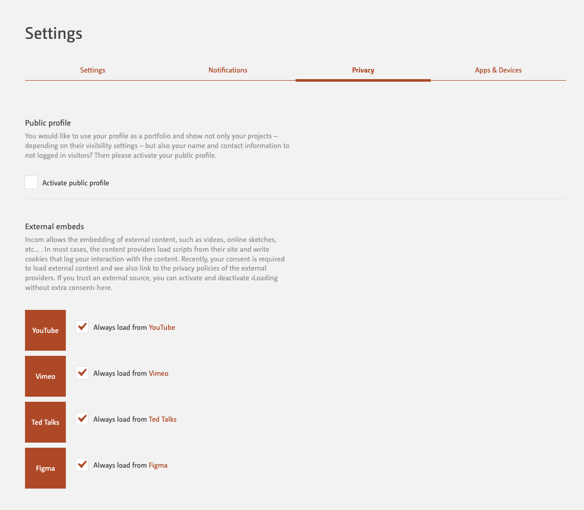 Settings - Privacy 