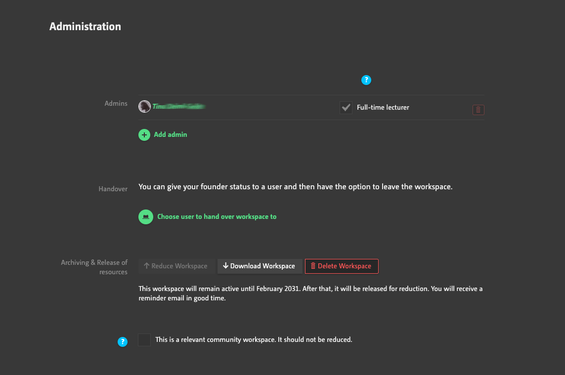 Manage Workspace